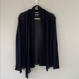 Wooden Ships M/L Navy Blue Hooded Open Front Cardigan Cotton Acrylic Open Knit